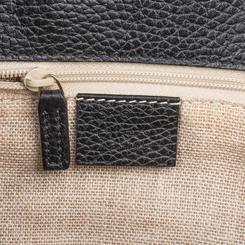 Gucci Grained Leather Interlocking GG Medium Crossbody Bag