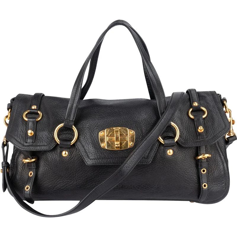 Miu Miu Vitello Lux Leather Coffer Satchel Handbag