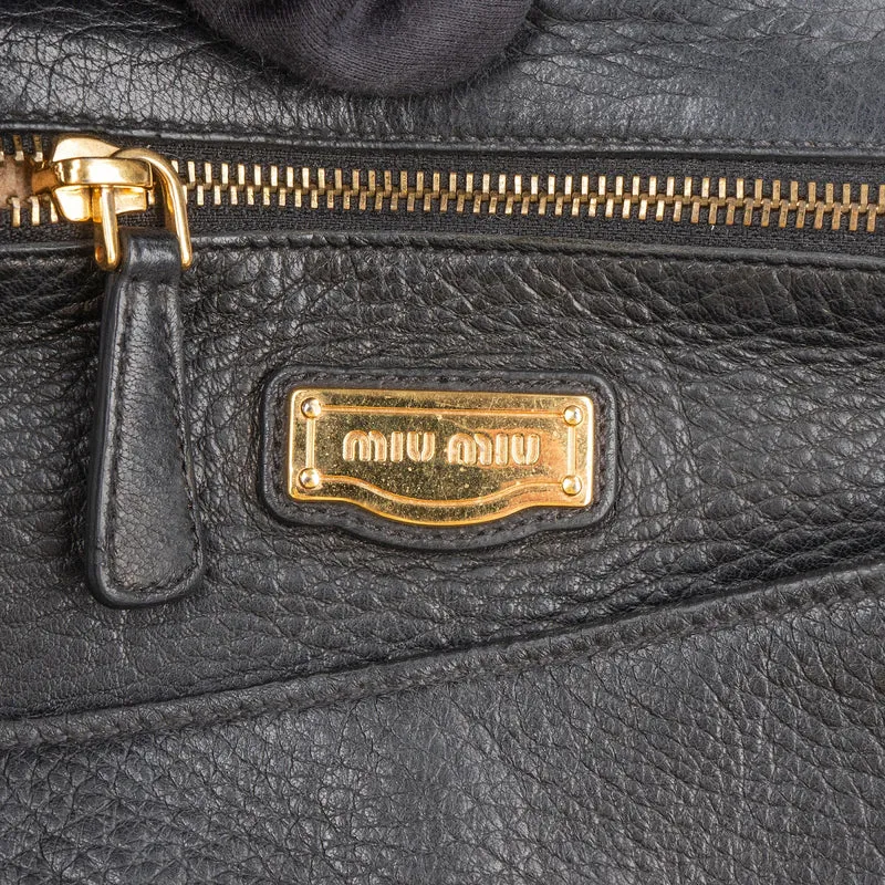 Miu Miu Vitello Lux Leather Coffer Satchel Handbag