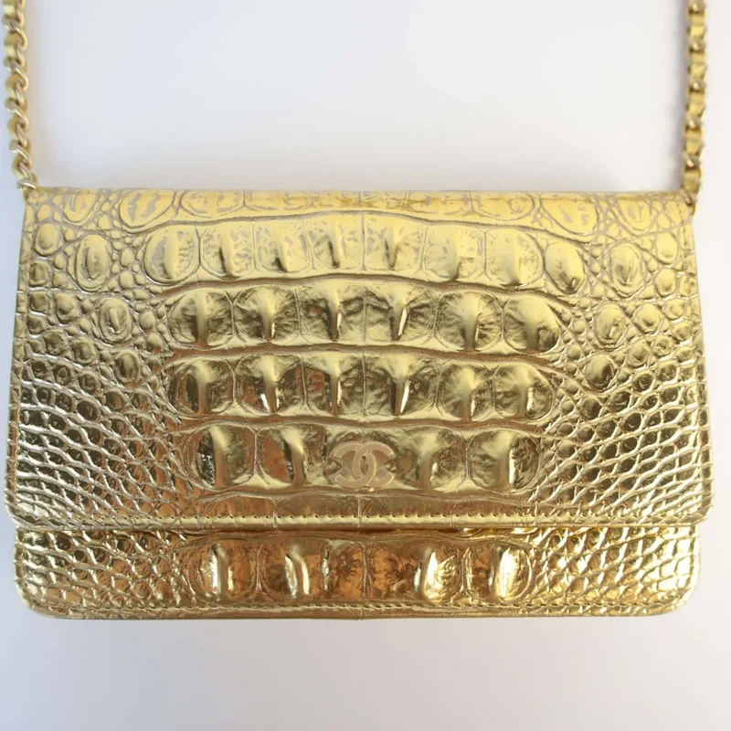 Chanel Runway Metallic Crocodile Embossed WOC
