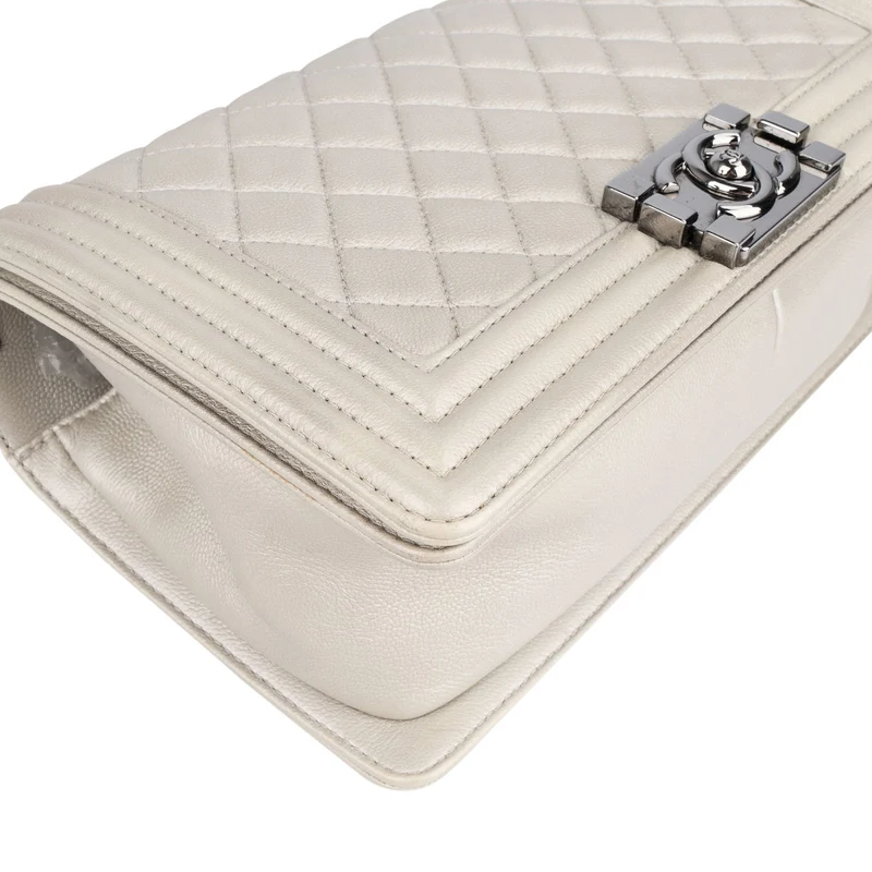 Chanel Quilted Calfskin Boy Single Flap Crossbody Bag