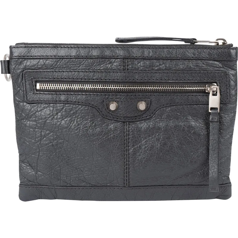 Balenciaga Grey Arena Leather Classic Clutch