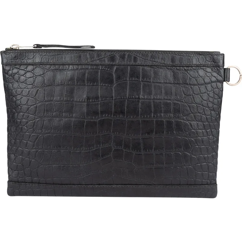Balenciaga Crocodile Embossed Classic Clutch