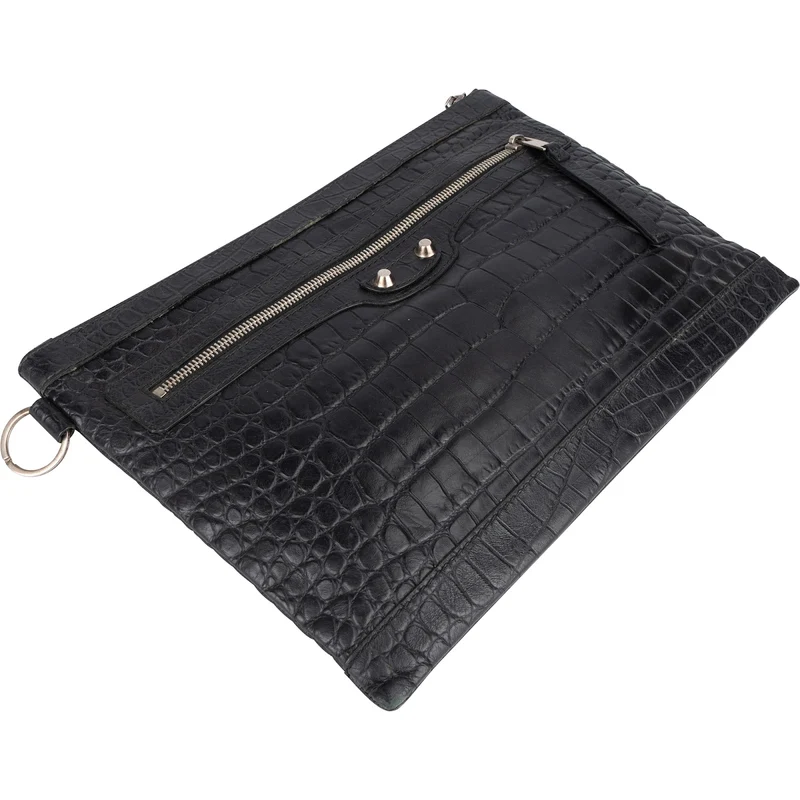Balenciaga Crocodile Embossed Classic Clutch
