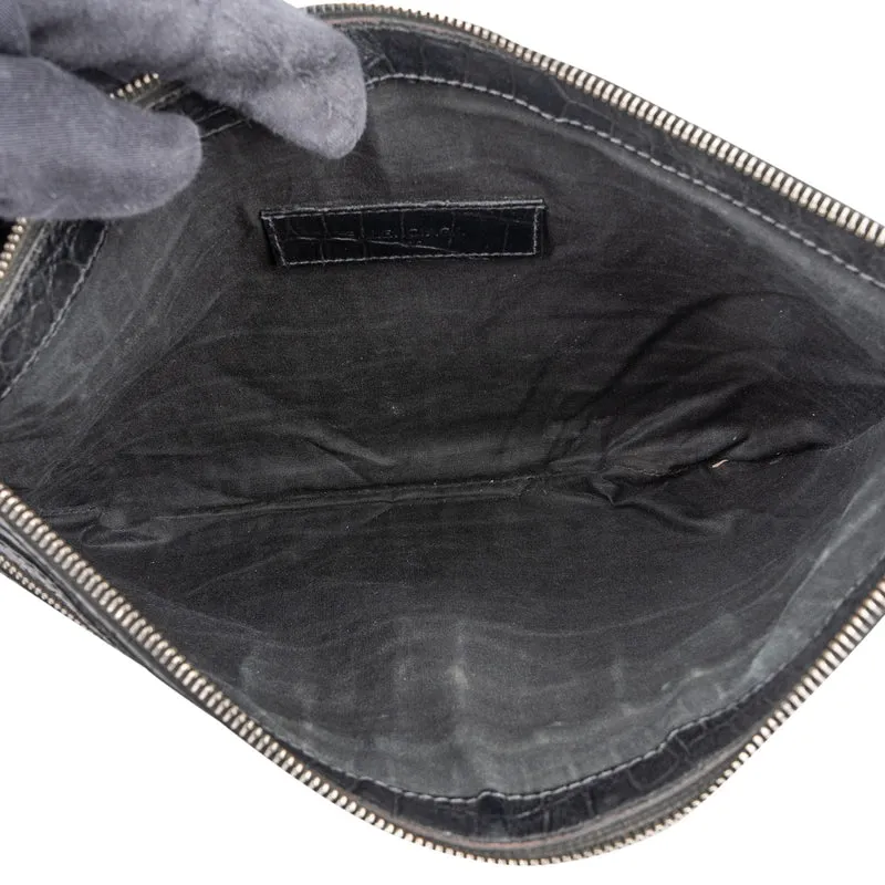 Balenciaga Crocodile Embossed Classic Clutch