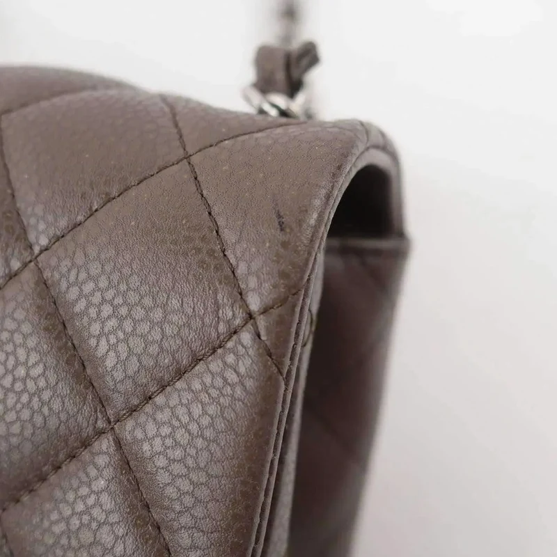 Chanel Brown Quilted Caviar Leather Classic Square Mini Flap Bag