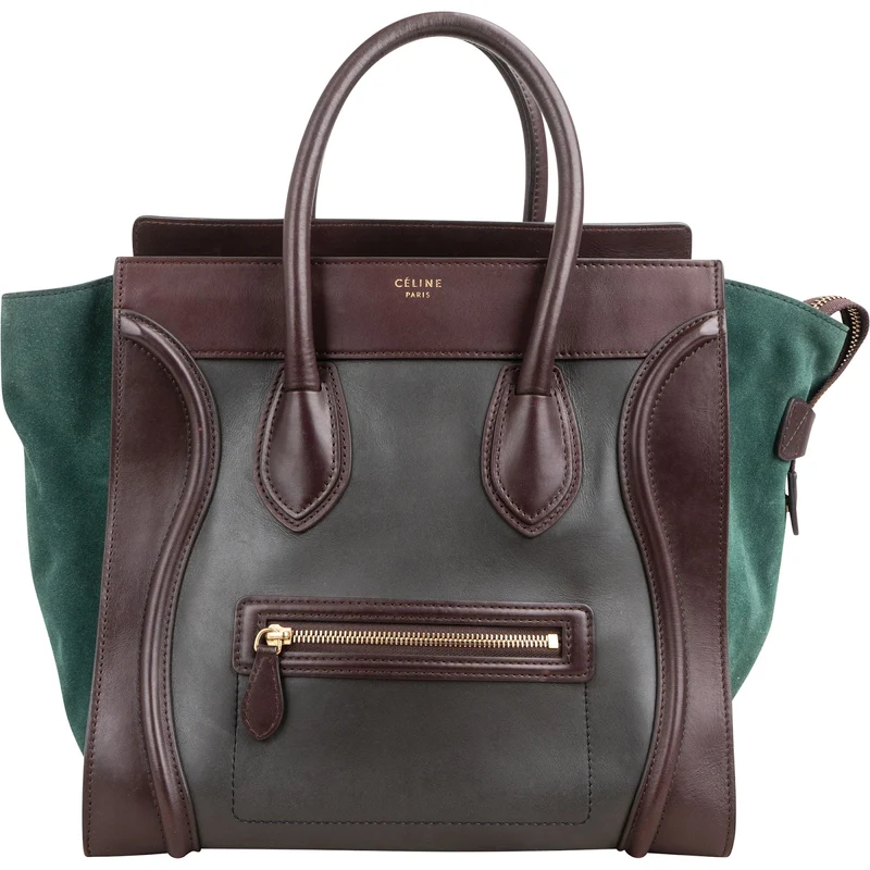 Céline Bicolor Suede & Leather Large Luggage Handbag