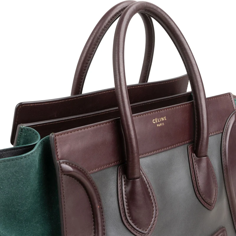 Céline Bicolor Suede & Leather Large Luggage Handbag