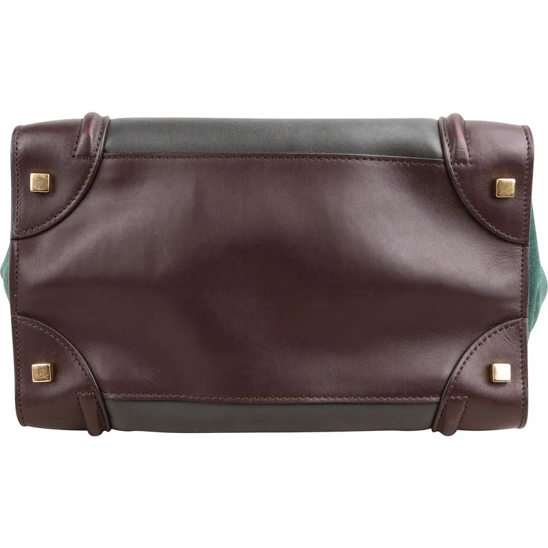 Céline Bicolor Suede & Leather Large Luggage Handbag