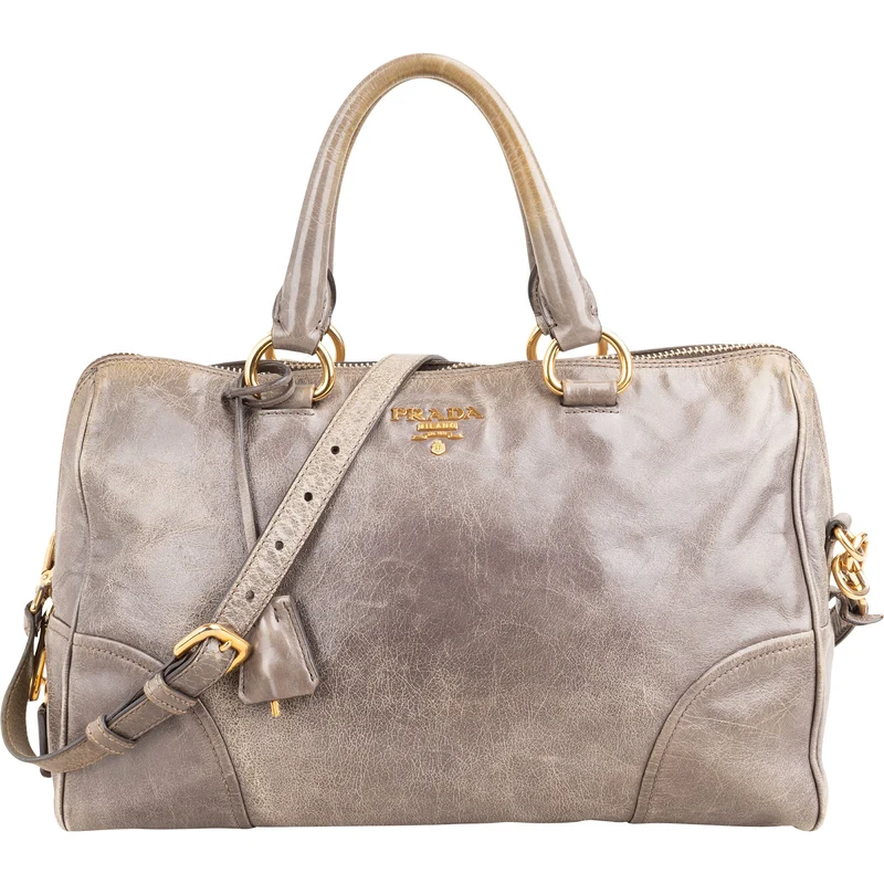 Prada Vitello Shine Leather Bauletto Satchel Handbag