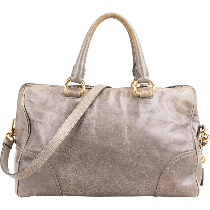 Prada Vitello Shine Leather Bauletto Satchel Handbag
