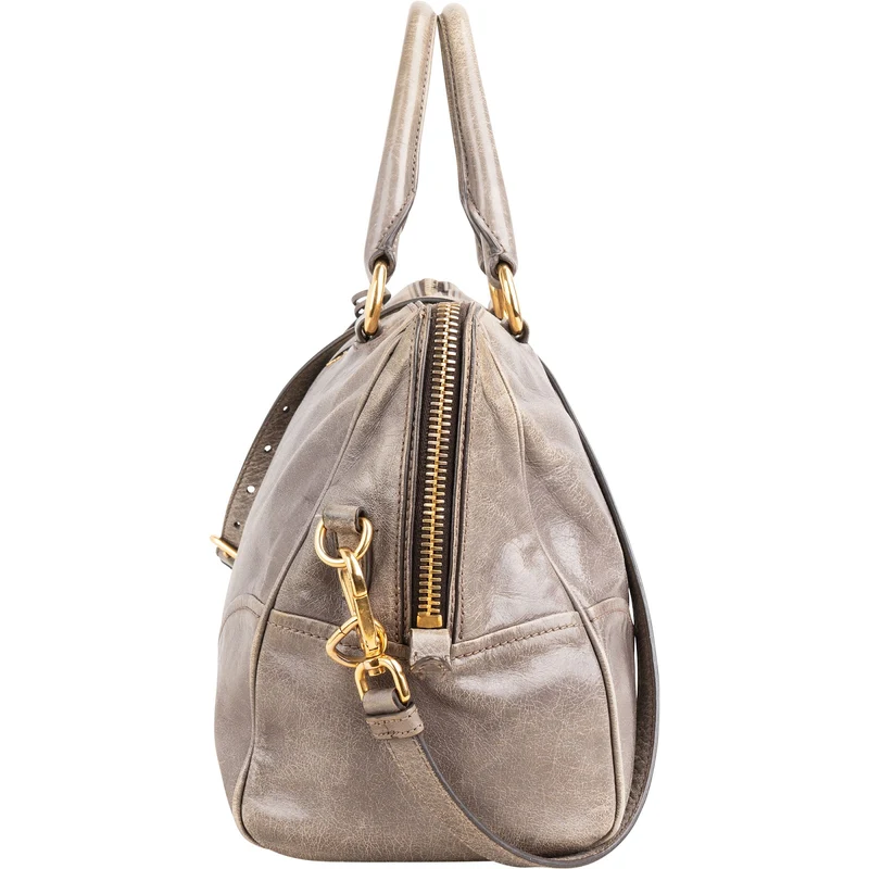 Prada Vitello Shine Leather Bauletto Satchel Handbag
