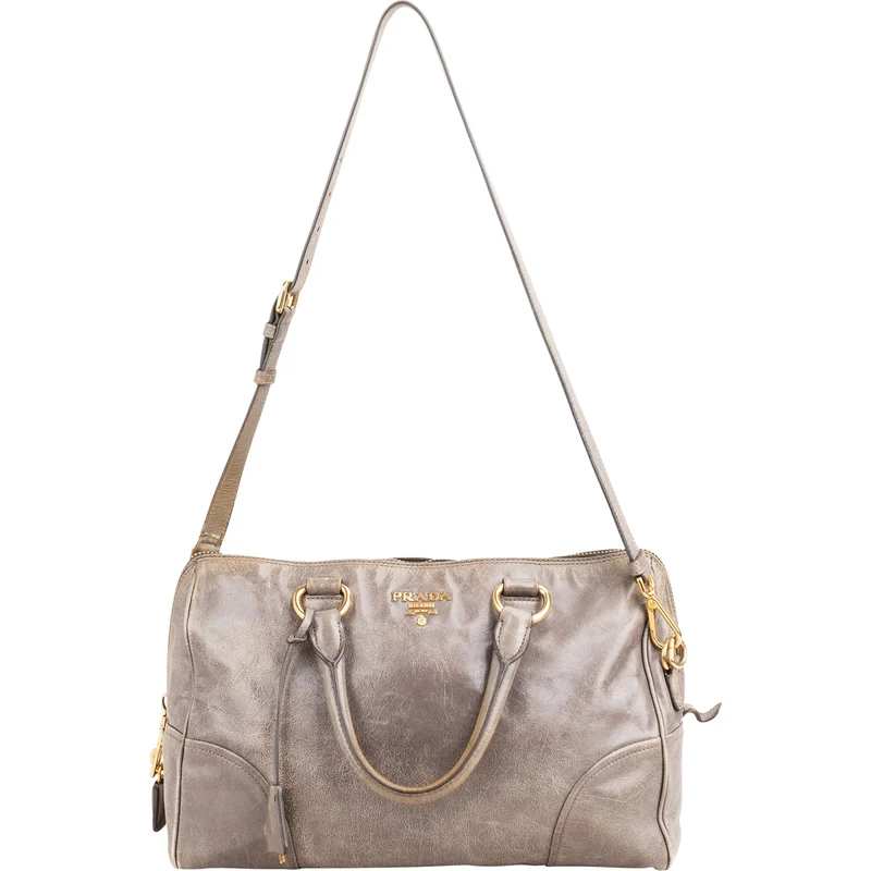 Prada Vitello Shine Leather Bauletto Satchel Handbag