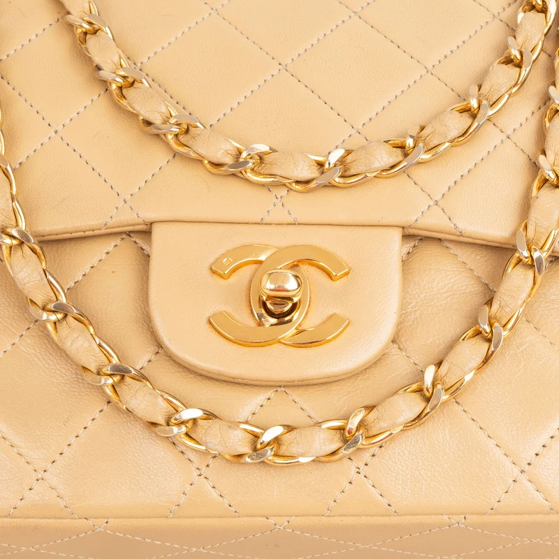 Chanel Quilted Lambskin 24K Gold Medium Double Flap Shoulder Bag