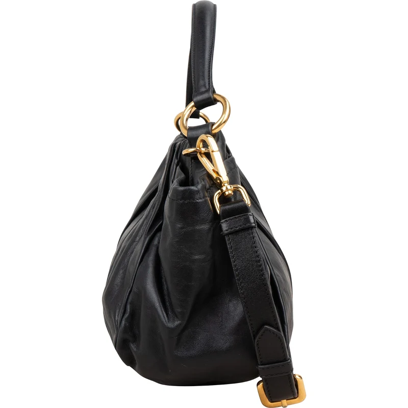 Prada Nappa Leather Gathered Hobo Shoulder Bag