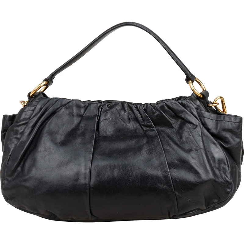Prada Nappa Leather Gathered Hobo Shoulder Bag