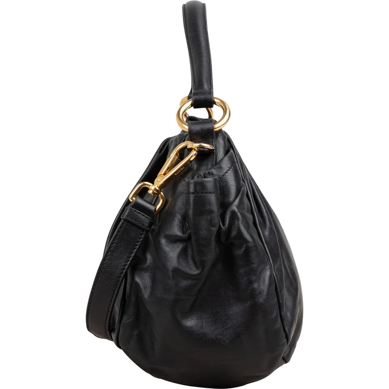 Prada Nappa Leather Gathered Hobo Shoulder Bag