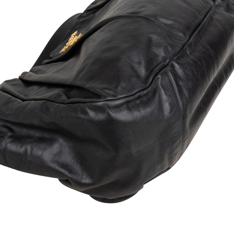 Prada Nappa Leather Gathered Hobo Shoulder Bag