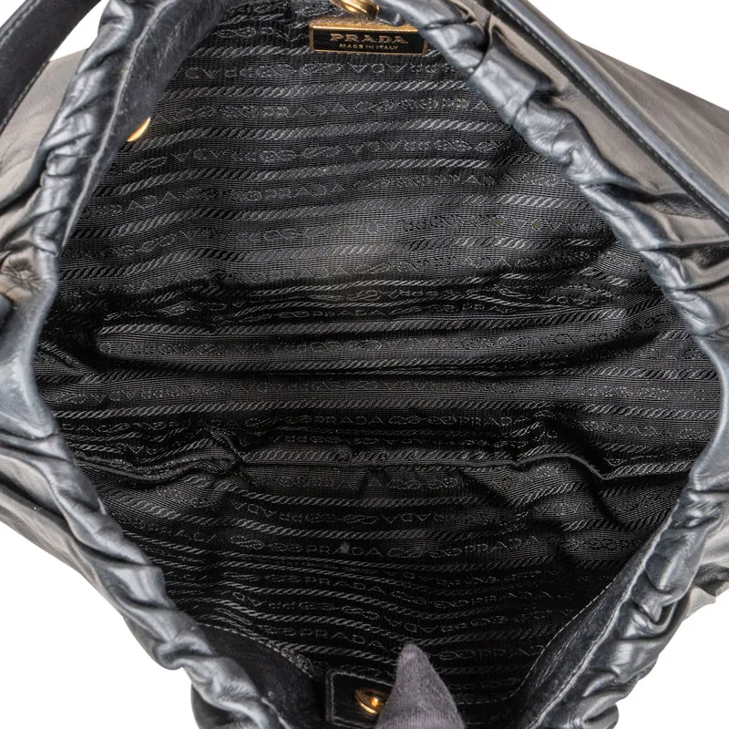 Prada Nappa Leather Gathered Hobo Shoulder Bag