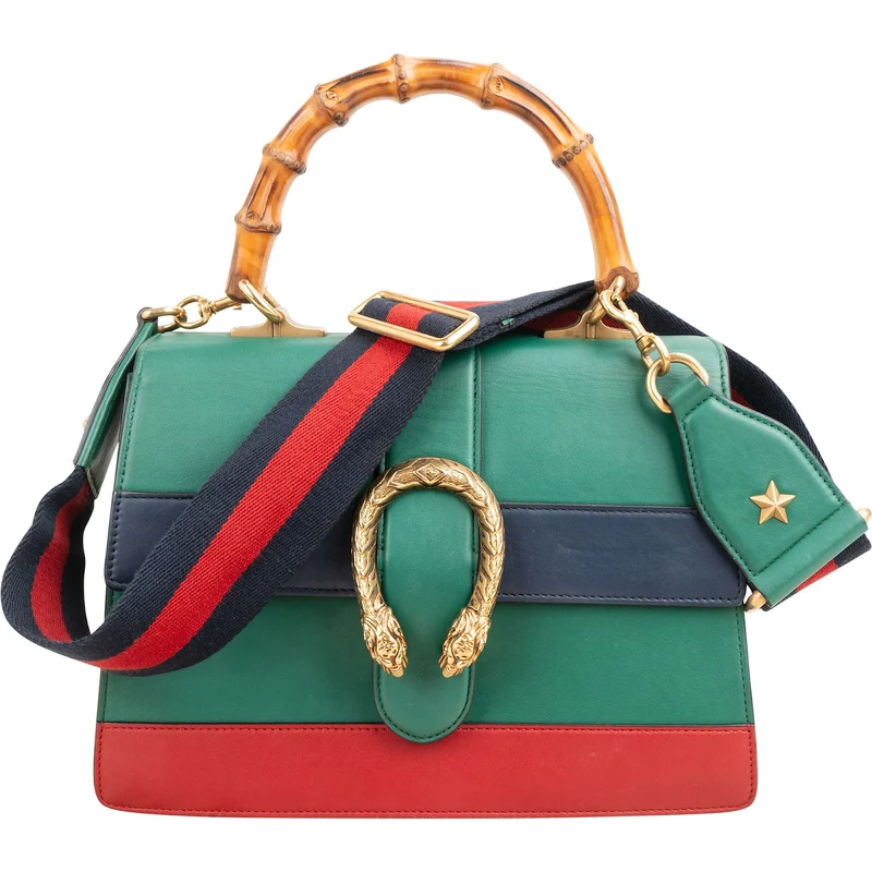 Gucci Multicolor Leather Dionysus Bamboo Top Handle Crossbody Handbag