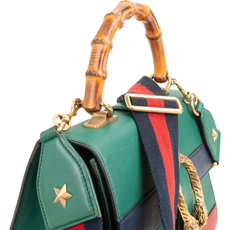 Gucci Multicolor Leather Dionysus Bamboo Top Handle Crossbody Handbag