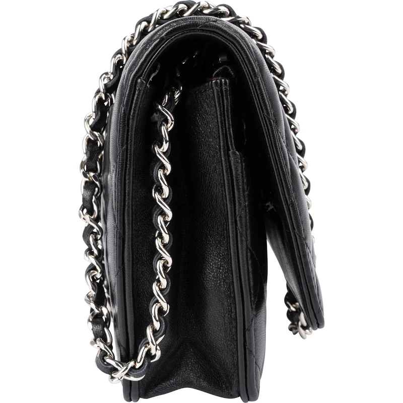 Chanel Quilted Lambskin Palladium Wallet On Chain Crossbody Bag