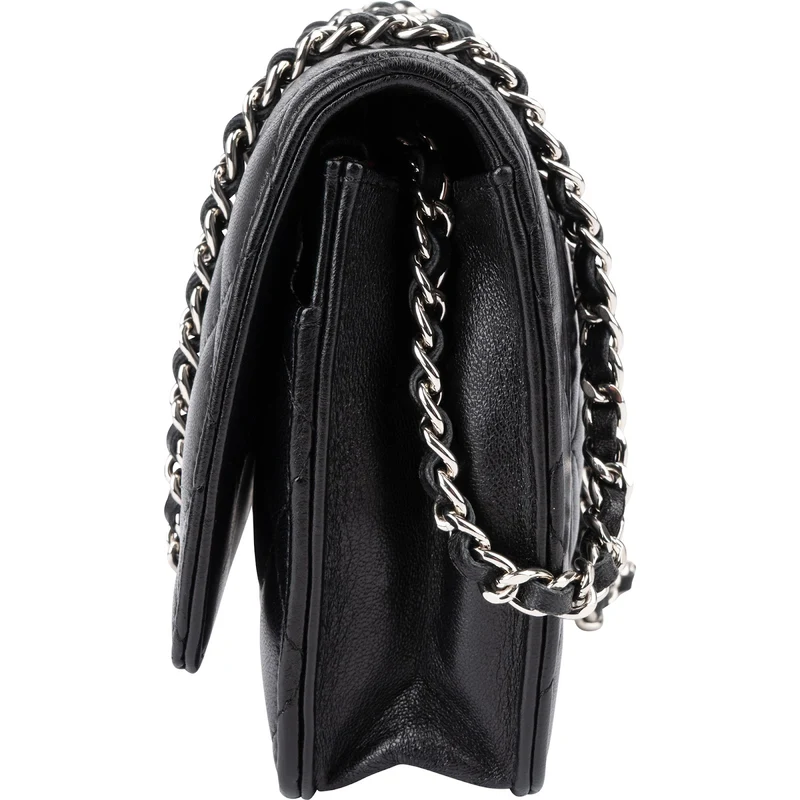 Chanel Quilted Lambskin Palladium Wallet On Chain Crossbody Bag
