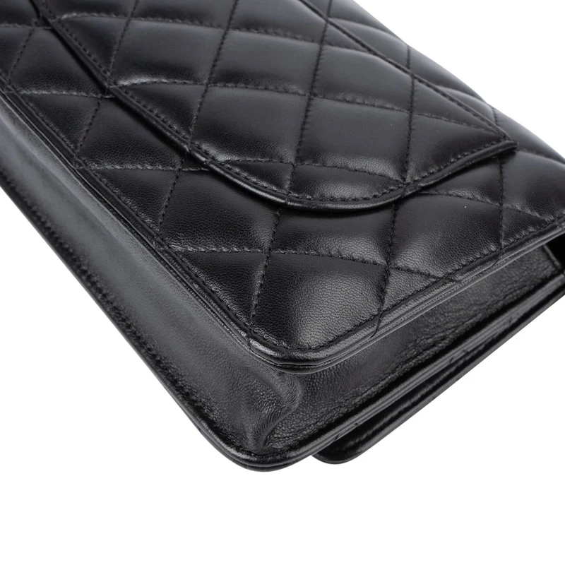 Chanel Quilted Lambskin Palladium Wallet On Chain Crossbody Bag
