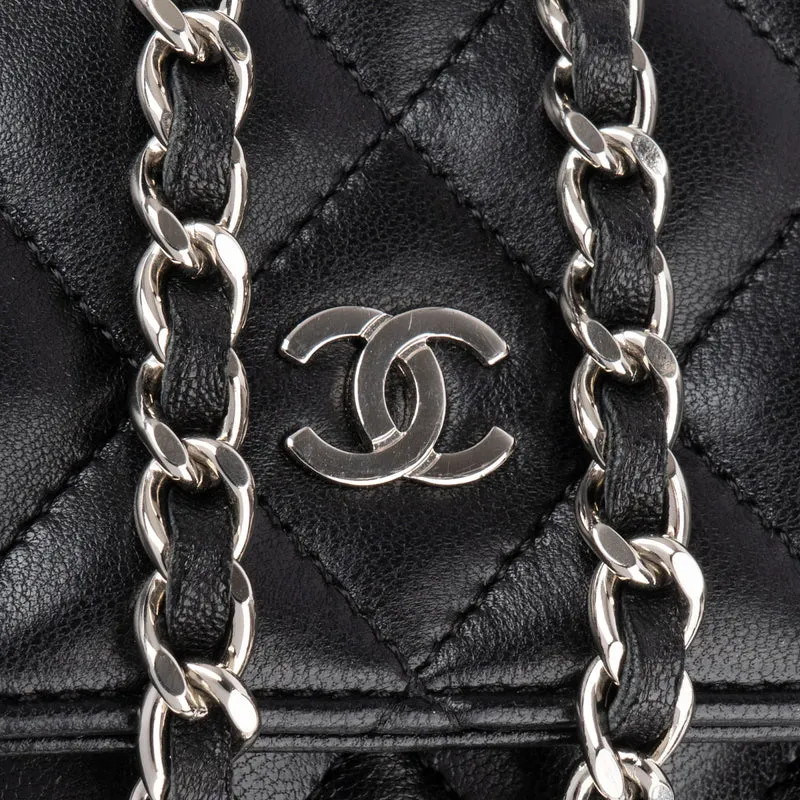Chanel Quilted Lambskin Palladium Wallet On Chain Crossbody Bag