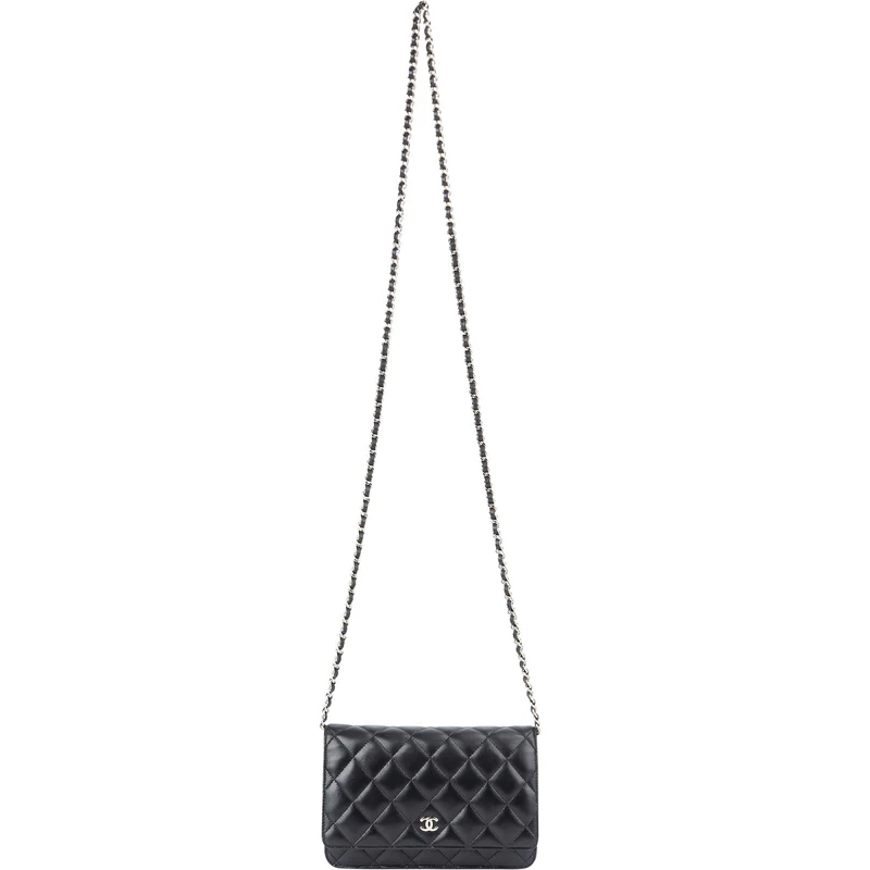 Chanel Quilted Lambskin Palladium Wallet On Chain Crossbody Bag