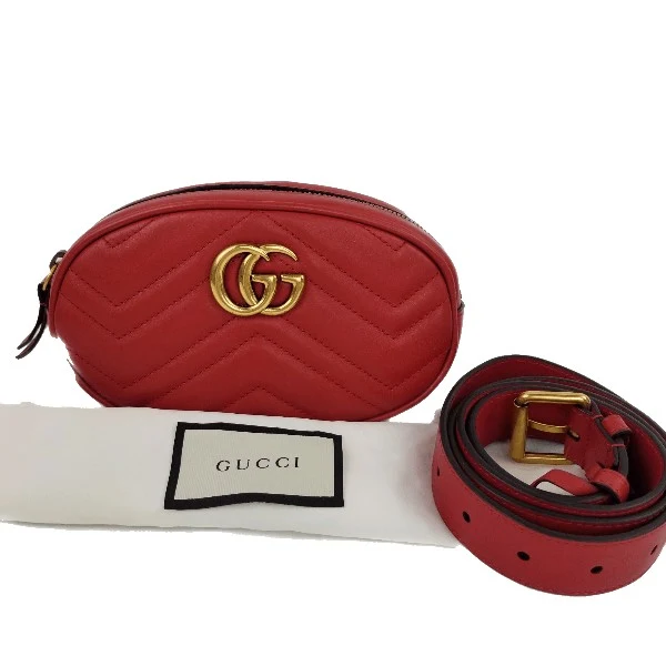 Gucci Red Quilted GG Marmont Waist Belt Bag