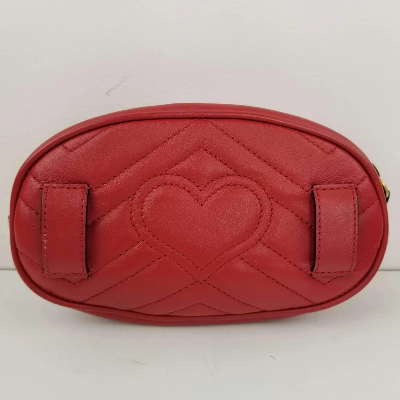 Gucci Red Quilted GG Marmont Waist Belt Bag