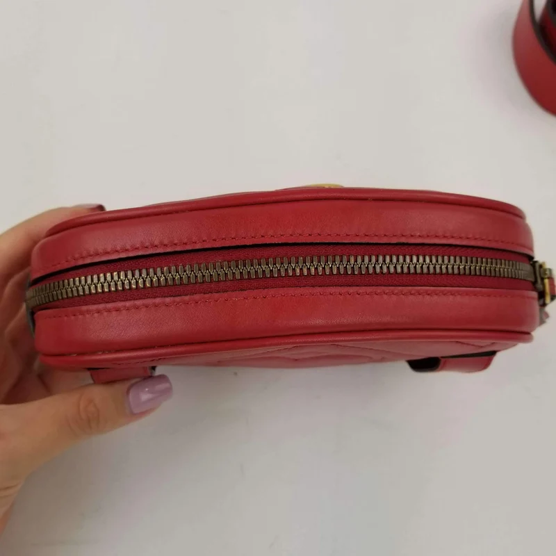 Gucci Red Quilted GG Marmont Waist Belt Bag