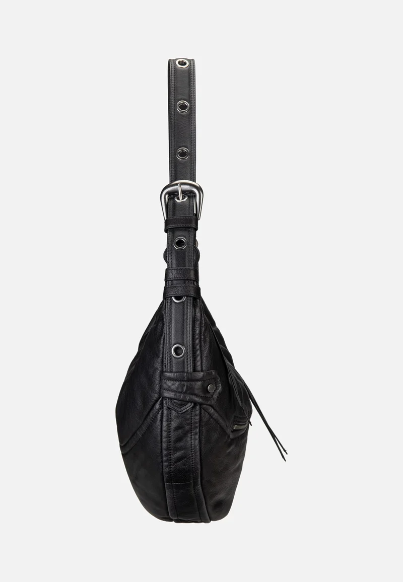 Luna Hobo M 3D Leather Black - Hobo Bag