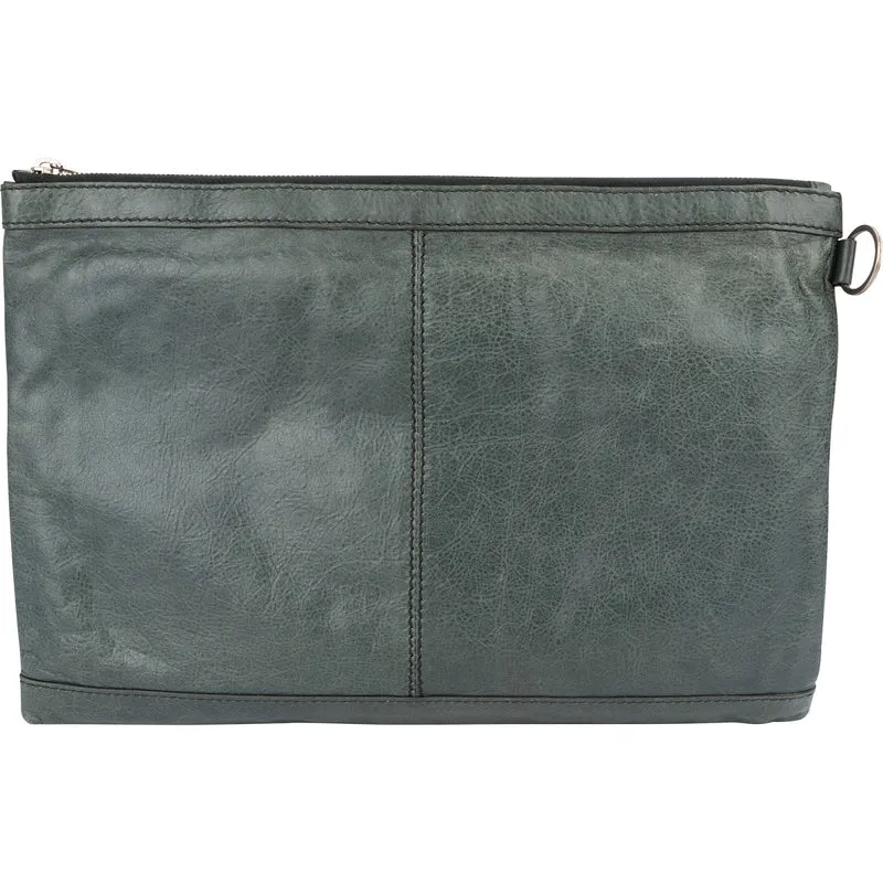 Balenciaga Classic Green Leather Arena Clutch