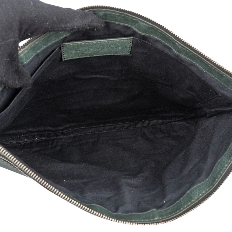 Balenciaga Classic Green Leather Arena Clutch