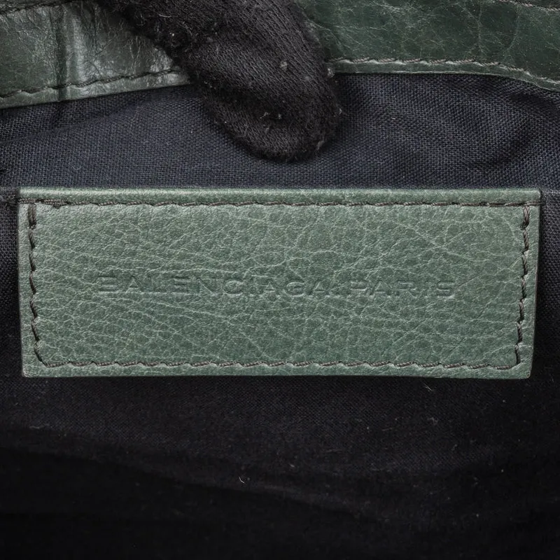 Balenciaga Classic Green Leather Arena Clutch