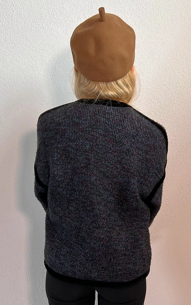 Vintage Tweed & Fur Cardigan