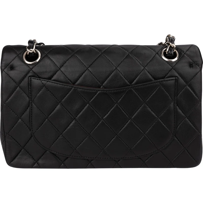 Chanel Quilted Lambskin Palladium Small Double Flap Shoulder Bag