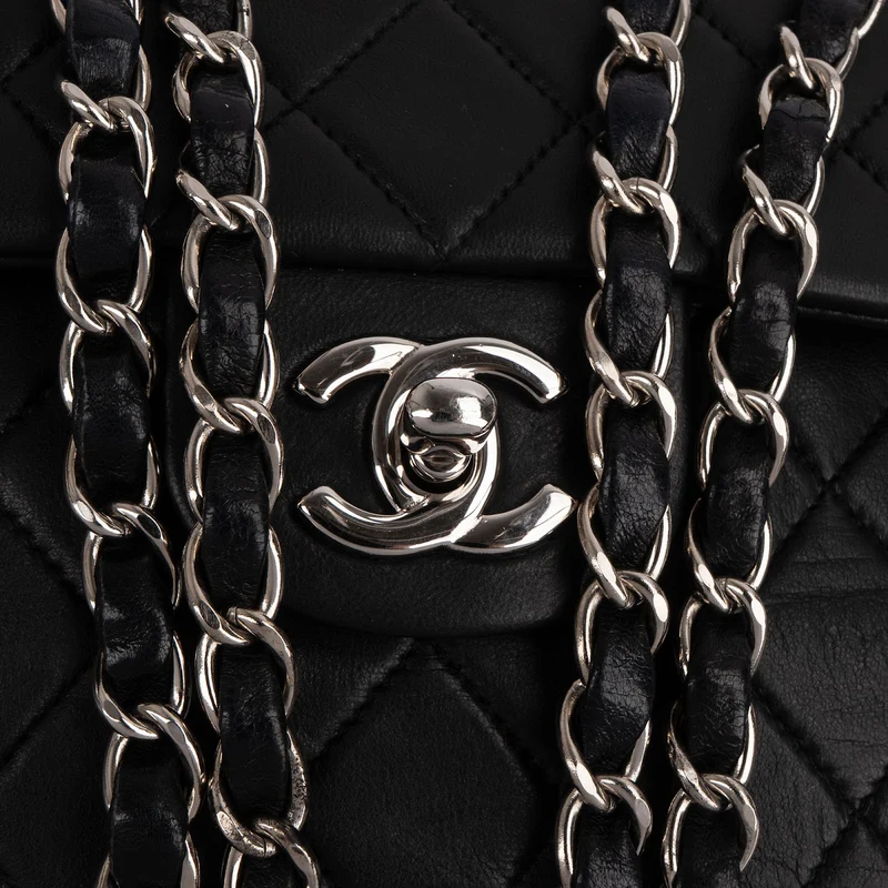 Chanel Quilted Lambskin Palladium Small Double Flap Shoulder Bag