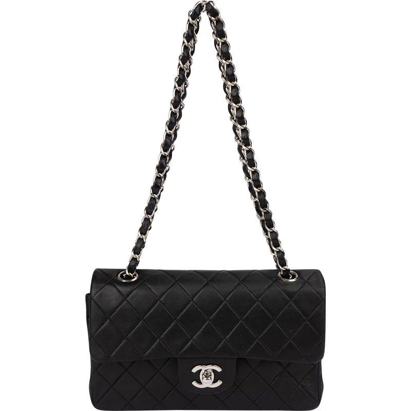Chanel Quilted Lambskin Palladium Small Double Flap Shoulder Bag