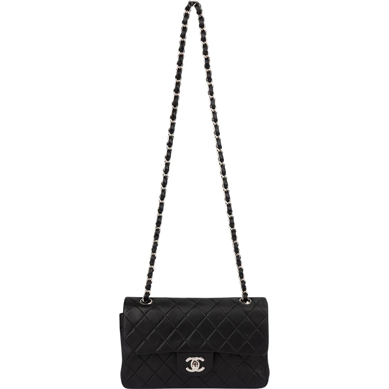 Chanel Quilted Lambskin Palladium Small Double Flap Shoulder Bag