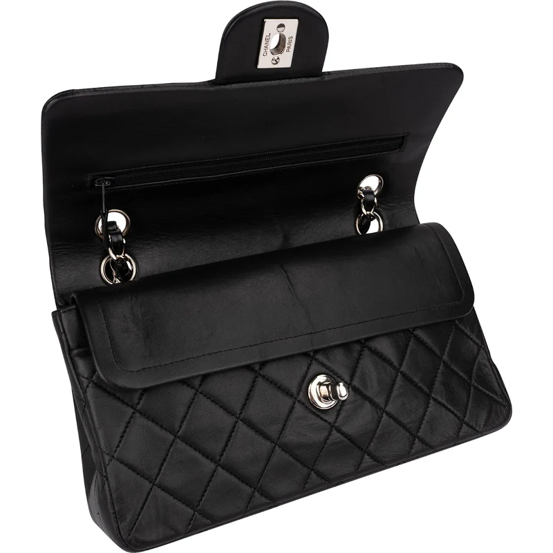 Chanel Quilted Lambskin Palladium Small Double Flap Shoulder Bag