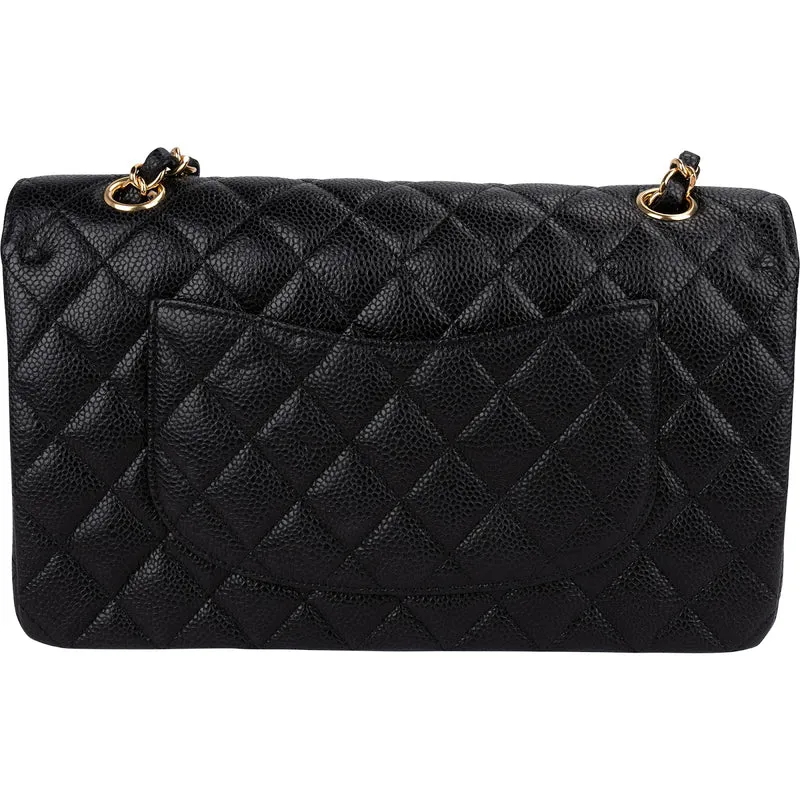 Chanel Quilted Caviar Leather Medium Double Flap Shoulder Bag