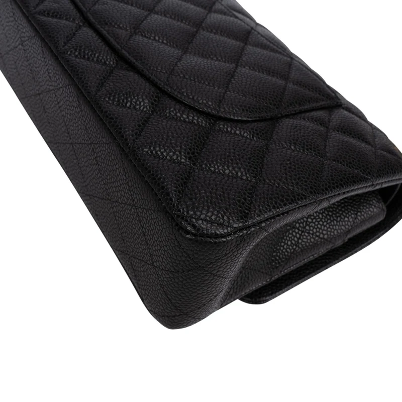 Chanel Quilted Caviar Leather Medium Double Flap Shoulder Bag