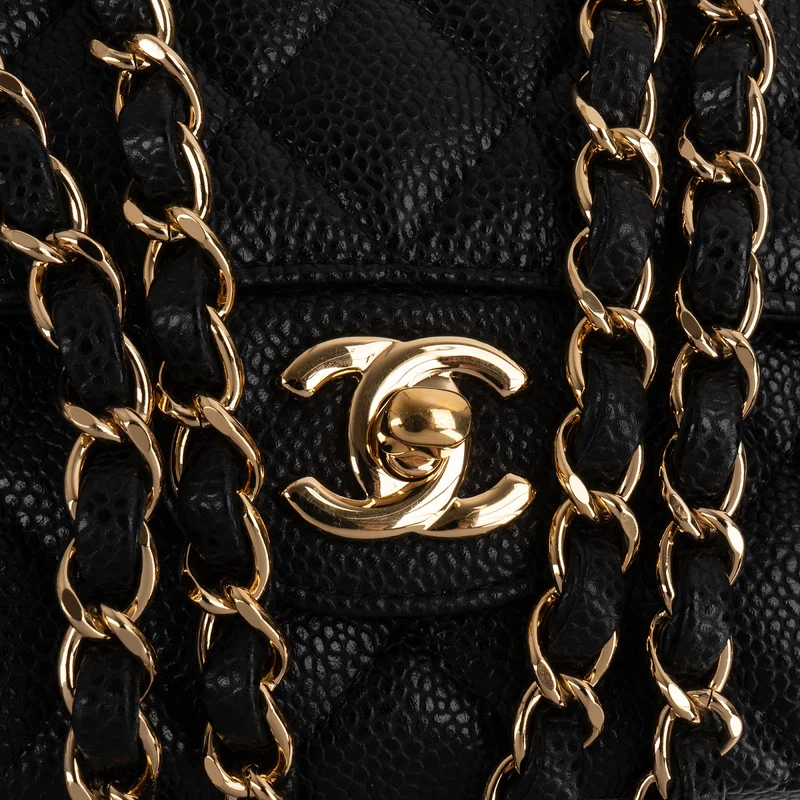 Chanel Quilted Caviar Leather Medium Double Flap Shoulder Bag
