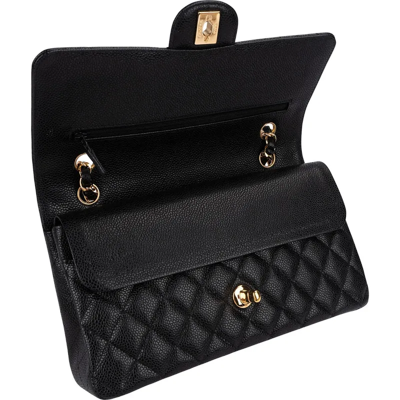 Chanel Quilted Caviar Leather Medium Double Flap Shoulder Bag