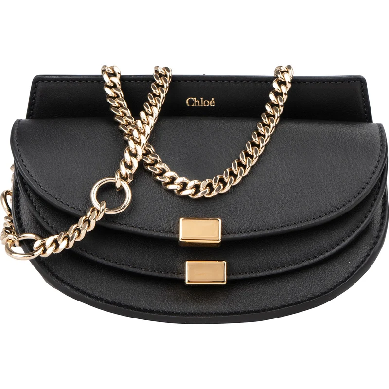 Chloé Black Leather Georgia Shoulder Crossbody Bag