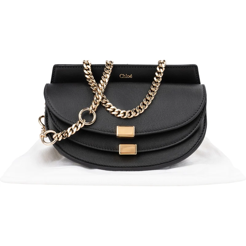 Chloé Black Leather Georgia Shoulder Crossbody Bag