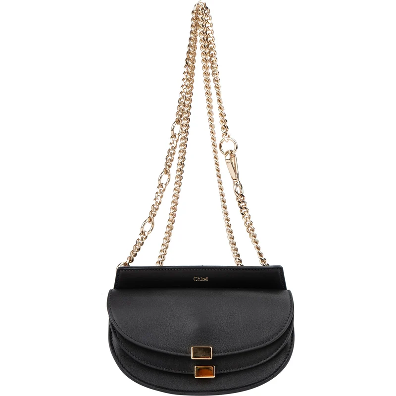 Chloé Black Leather Georgia Shoulder Crossbody Bag